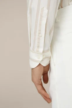 Baumwoll-Hemd Lano In Creme-Braun Gestreift