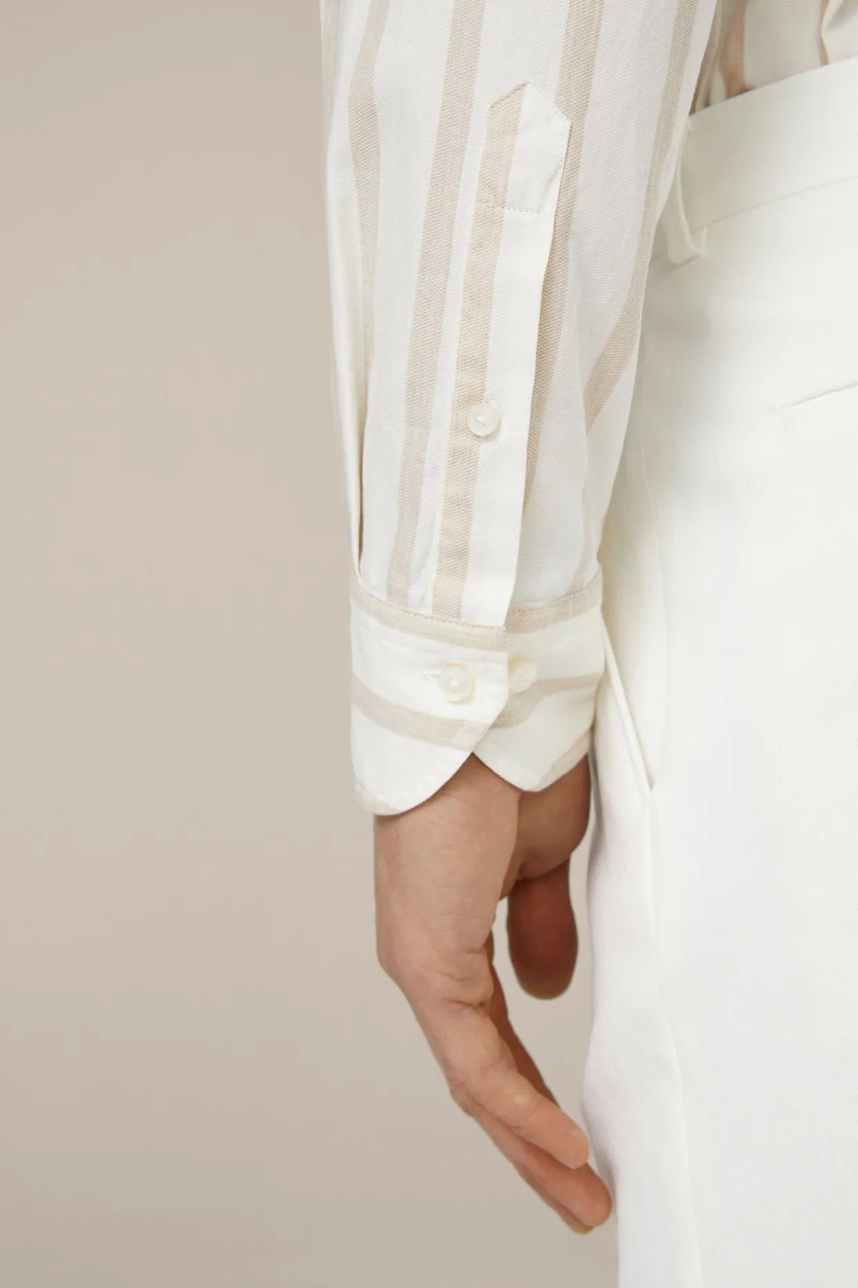 Baumwoll-Hemd Lano In Creme-Braun Gestreift