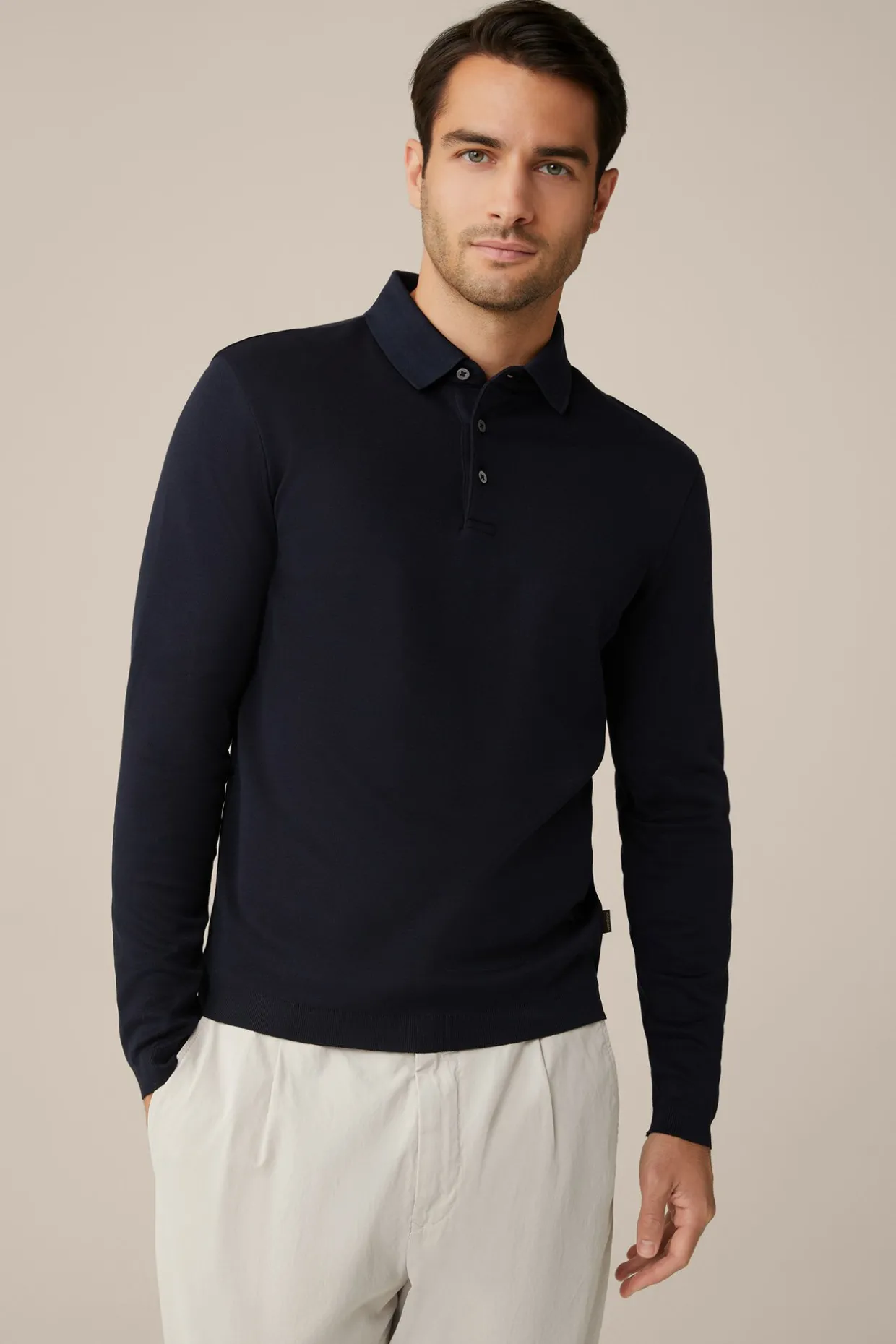 Baumwoll-Langarm-Poloshirt Frido In