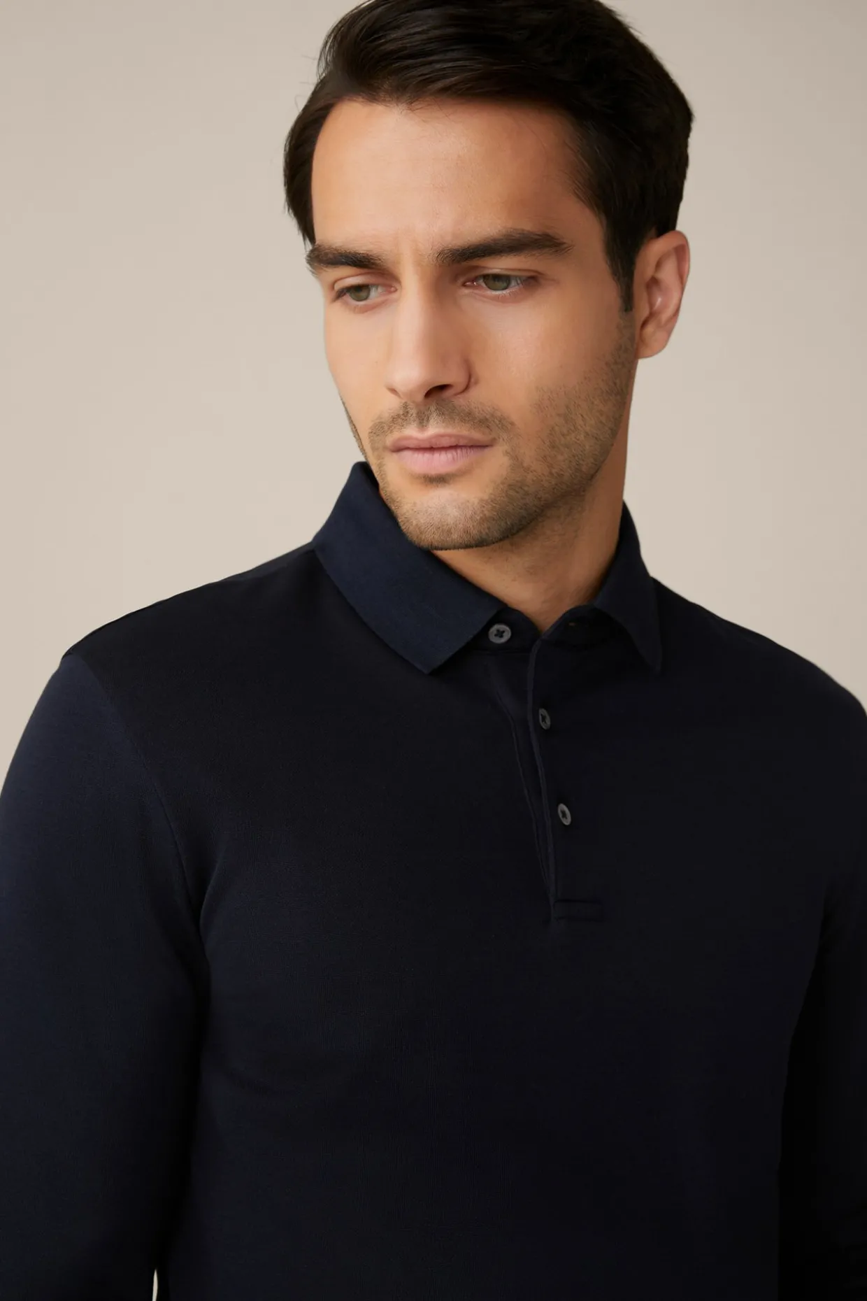 Baumwoll-Langarm-Poloshirt Frido In