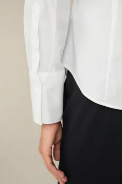 Baumwollstretch-Bluse Mit Hemdkragen In