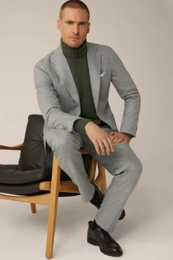Cashmere-Baukasten-Hose Floro Mit Bundfalte In Grau Meliert