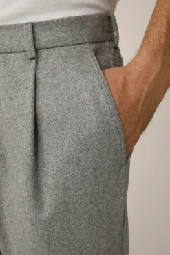 Cashmere-Baukasten-Hose Floro Mit Bundfalte In Grau Meliert