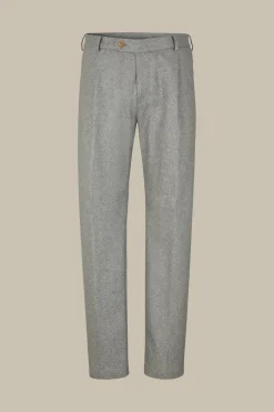Cashmere-Baukasten-Hose Floro Mit Bundfalte In Grau Meliert