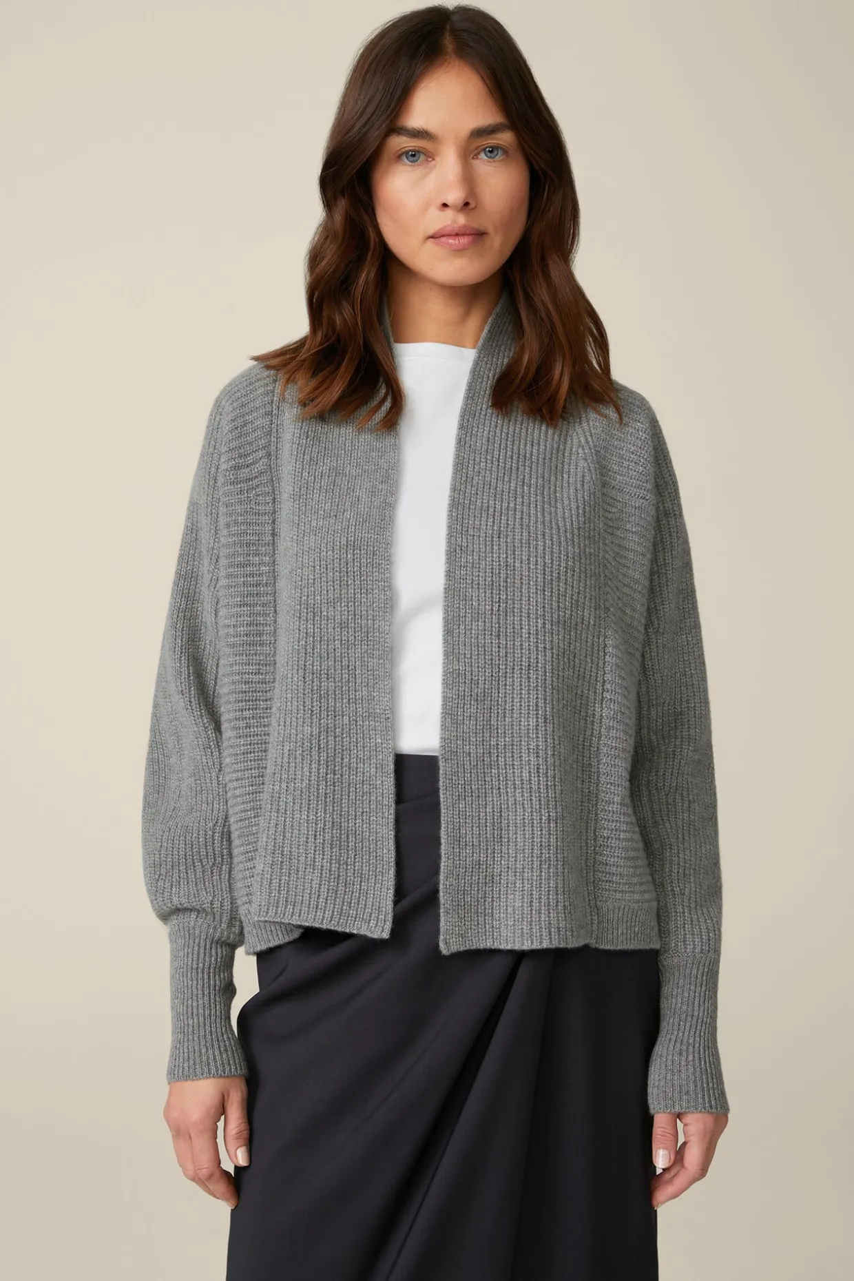 Cashmere-Cardigan In Grau Melange