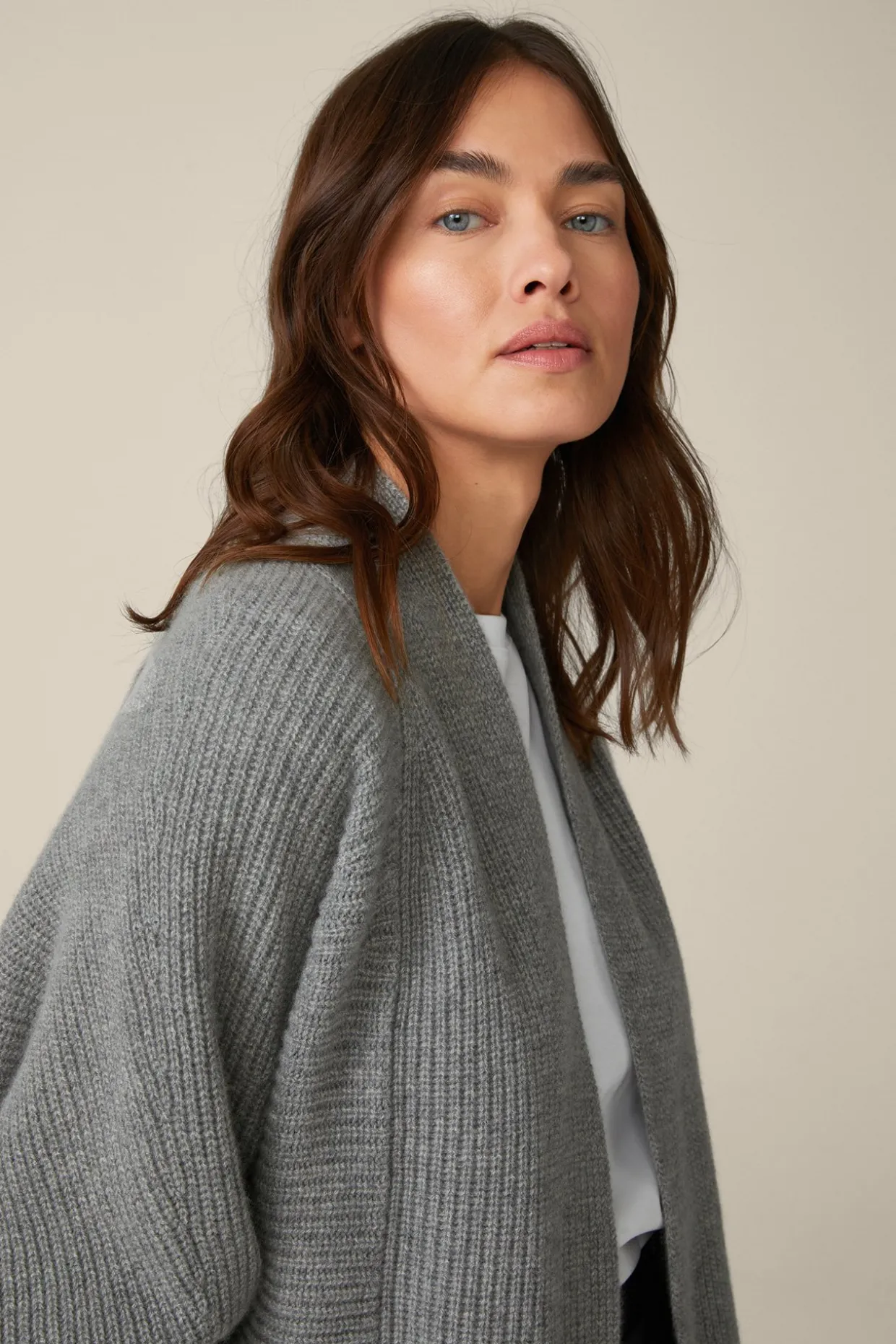 Cashmere-Cardigan In Grau Melange