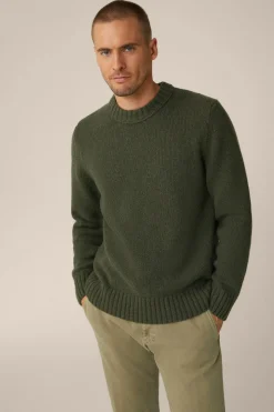 Cashmere-Strick-Rundhals-Pullover Ecosio In Olive