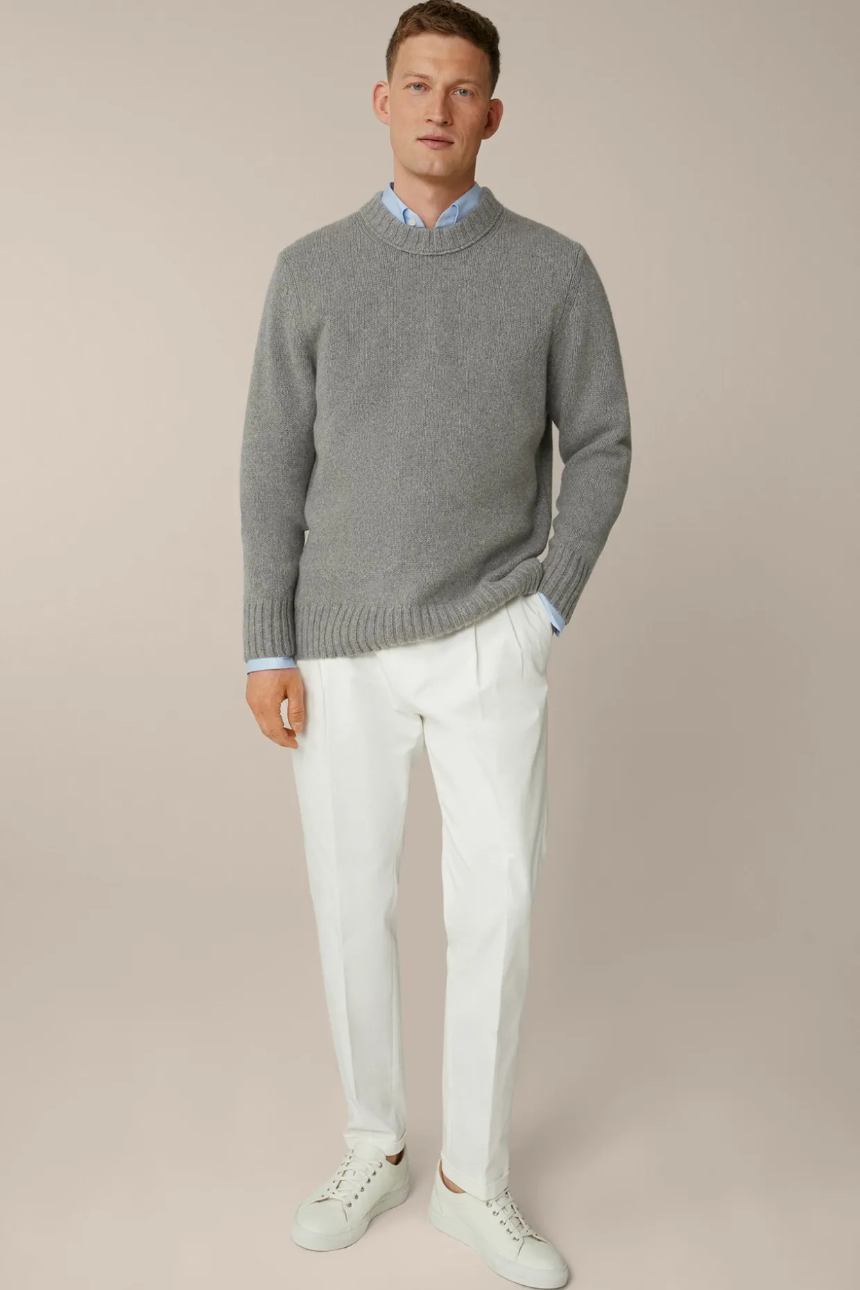 Cashmere-Strick-Rundhals-Pullover Ecosio In