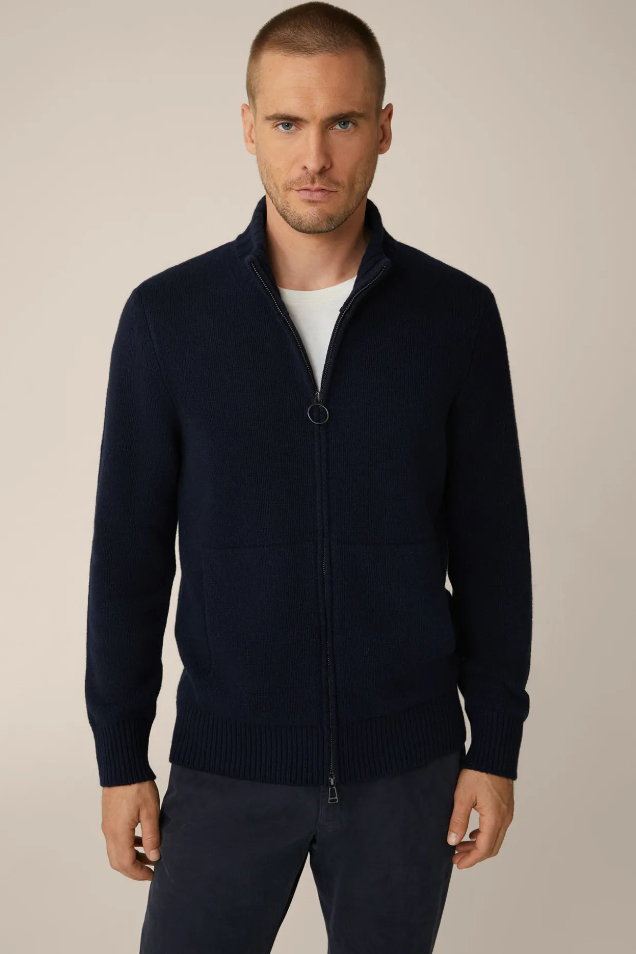 Cashmere-Zip-Strick-Jacke Ecosio Mit Stehkragen In