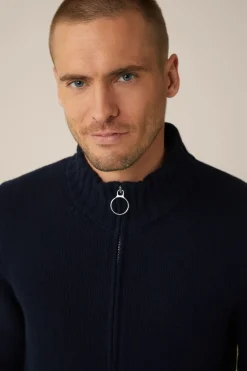 Cashmere-Zip-Strick-Jacke Ecosio Mit Stehkragen In