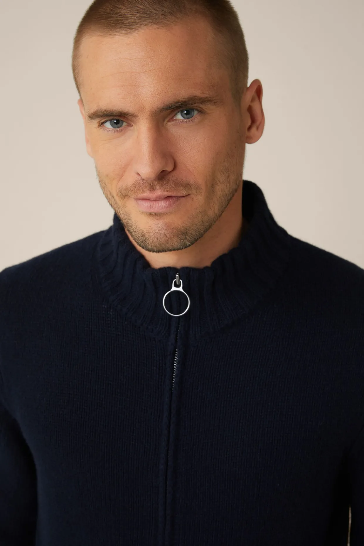 Cashmere-Zip-Strick-Jacke Ecosio Mit Stehkragen In