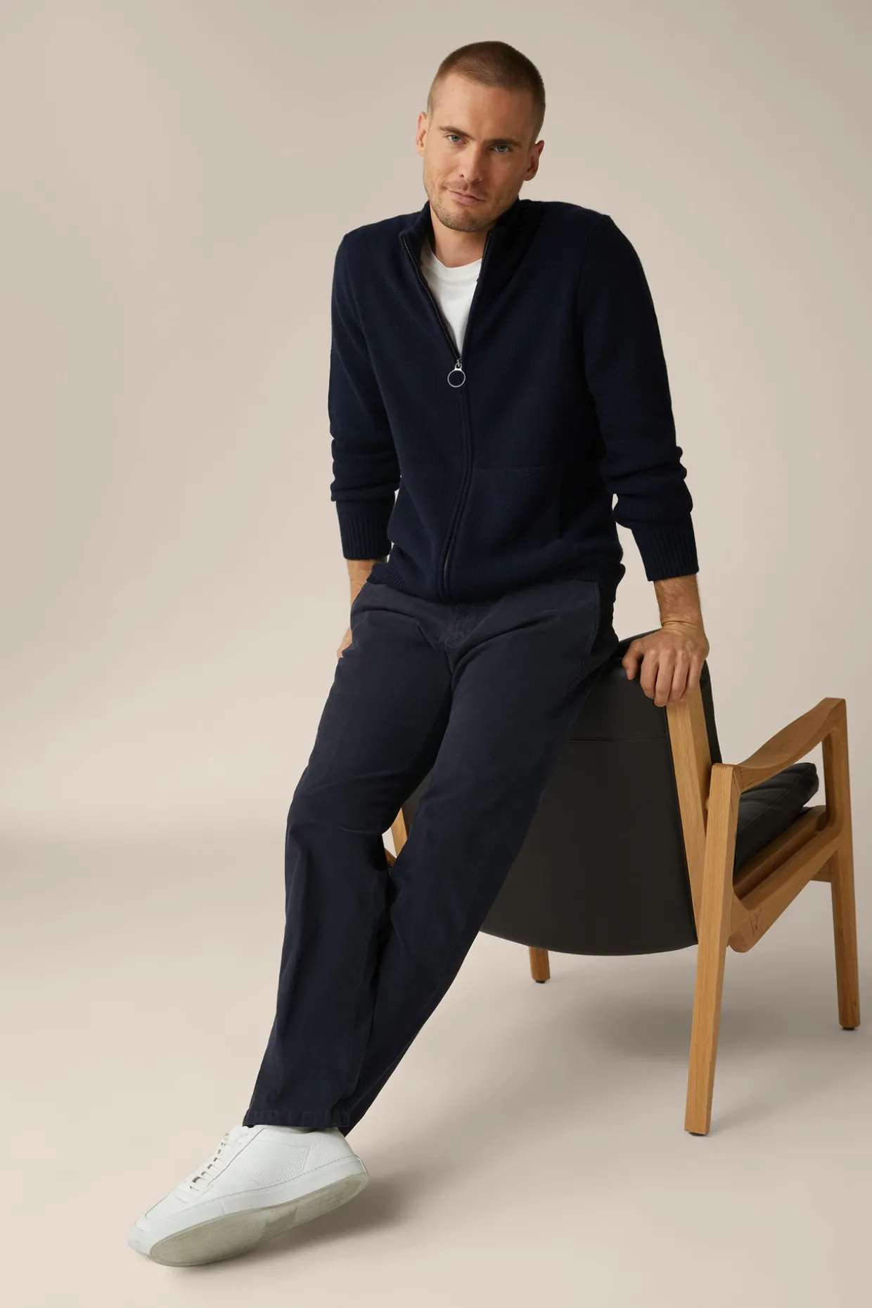 Cashmere-Zip-Strick-Jacke Ecosio Mit Stehkragen In