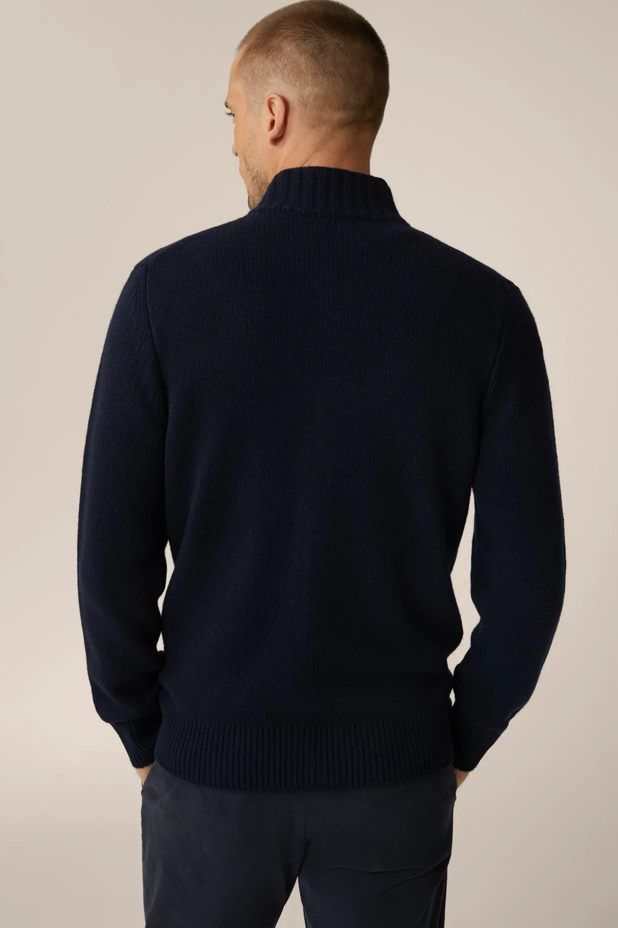 Cashmere-Zip-Strick-Jacke Ecosio Mit Stehkragen In