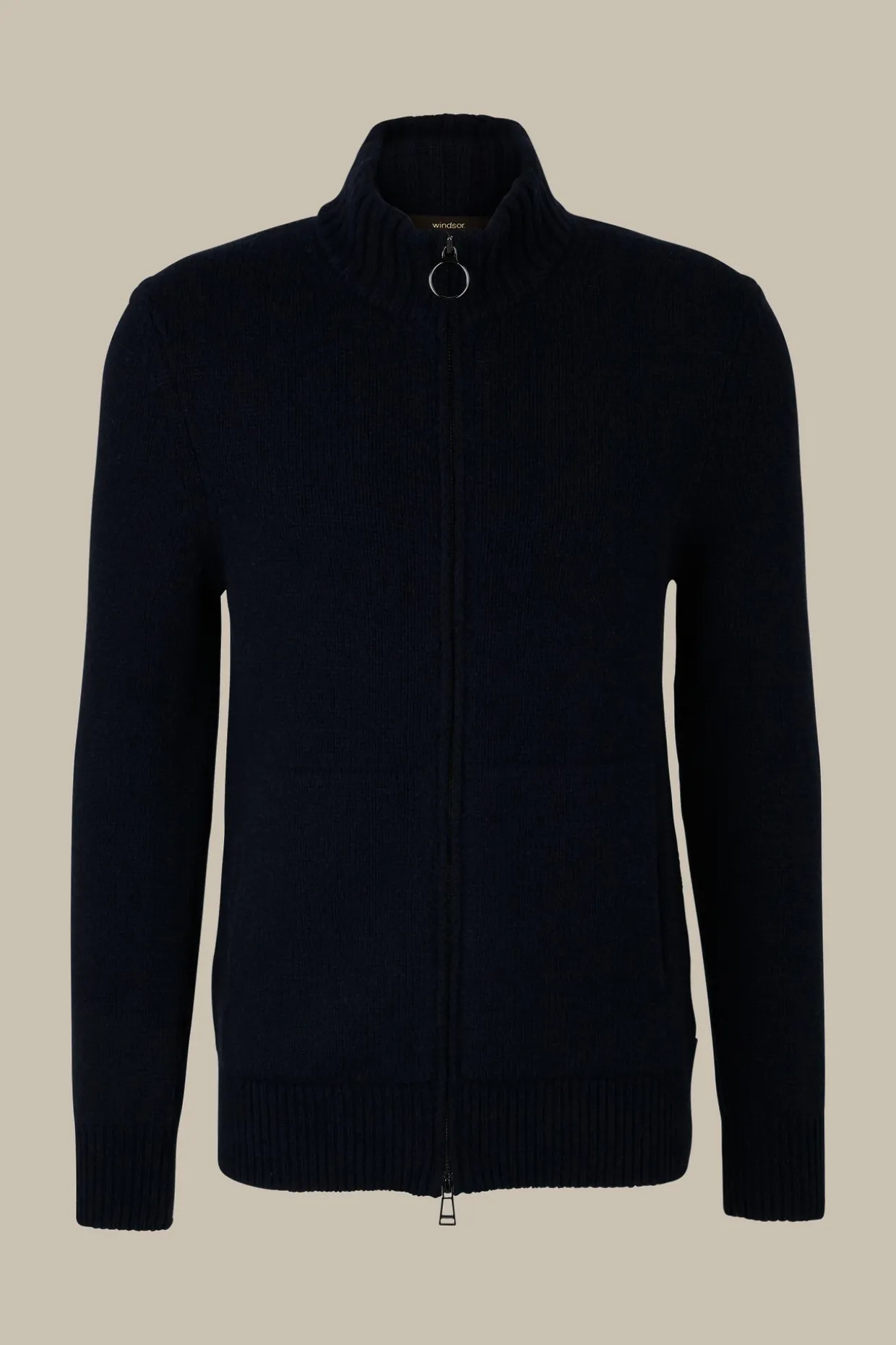 Cashmere-Zip-Strick-Jacke Ecosio Mit Stehkragen In