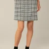 Cotton-Wool-Blend-Boucle-Rock In Weis-Schwarz Kariert