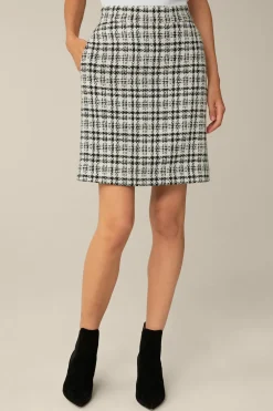 Cotton-Wool-Blend-Boucle-Rock In Weis-Schwarz Kariert