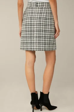 Cotton-Wool-Blend-Boucle-Rock In Weis-Schwarz Kariert