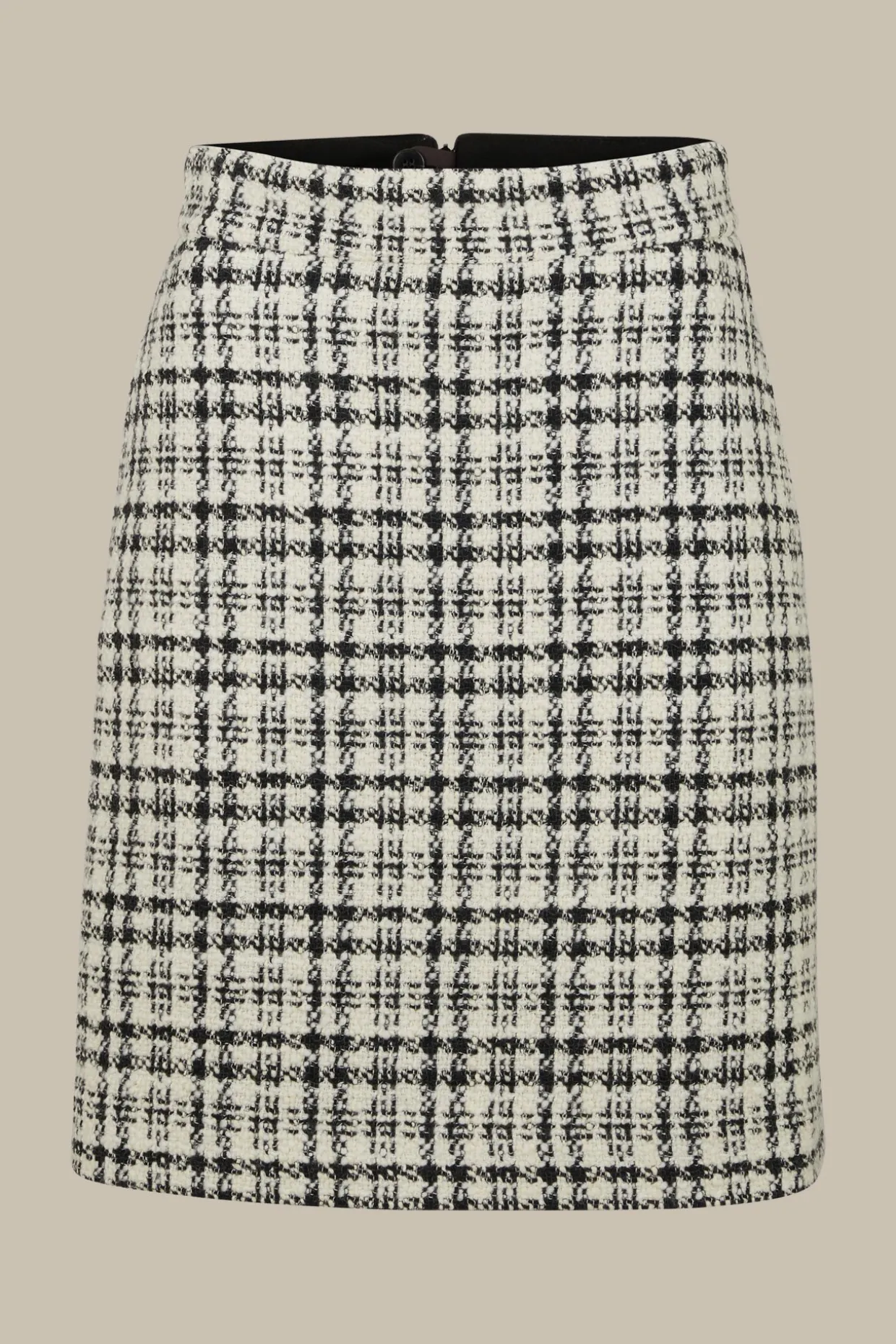 Cotton-Wool-Blend-Boucle-Rock In Weis-Schwarz Kariert