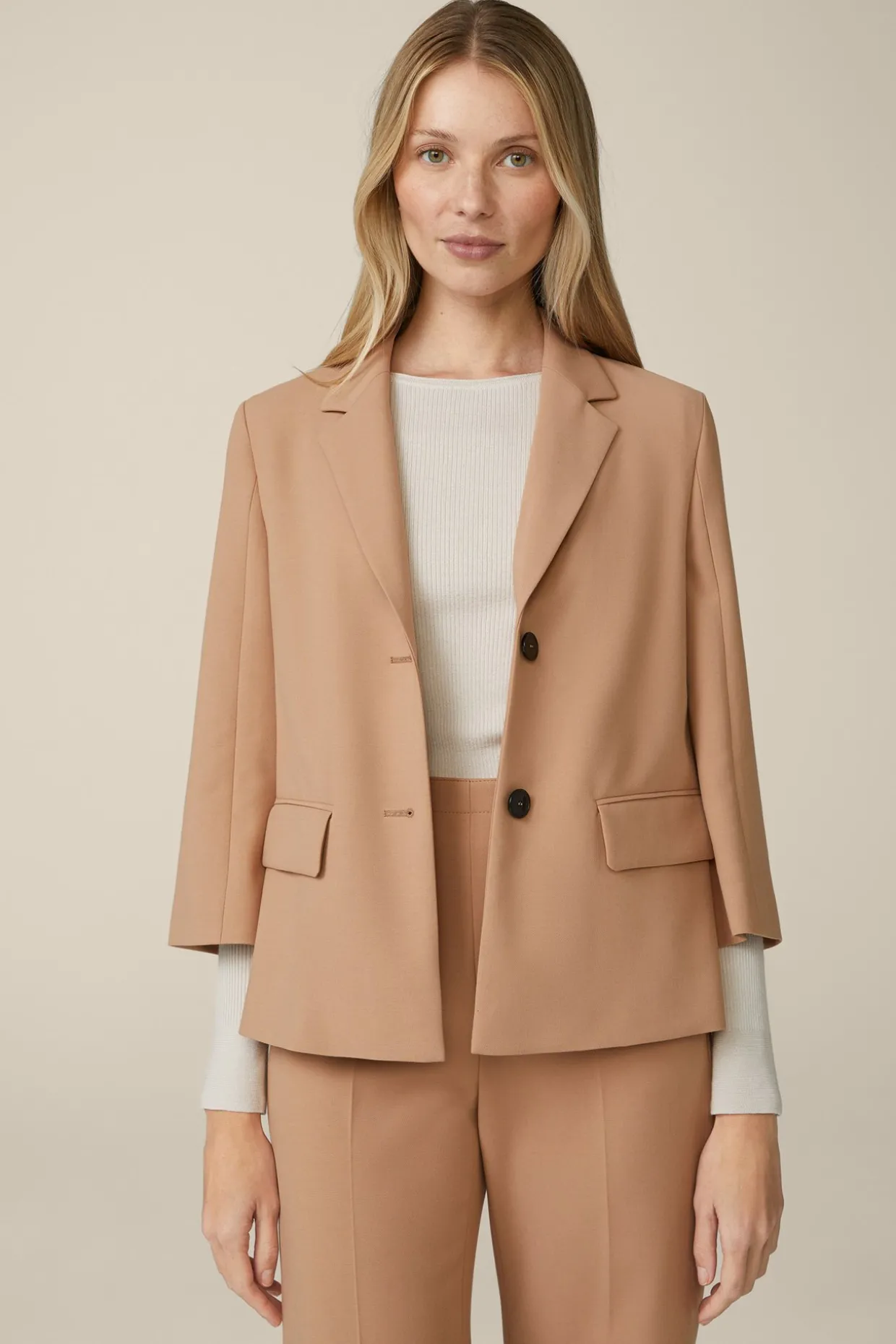 Crepe-Blazer-Jacke In