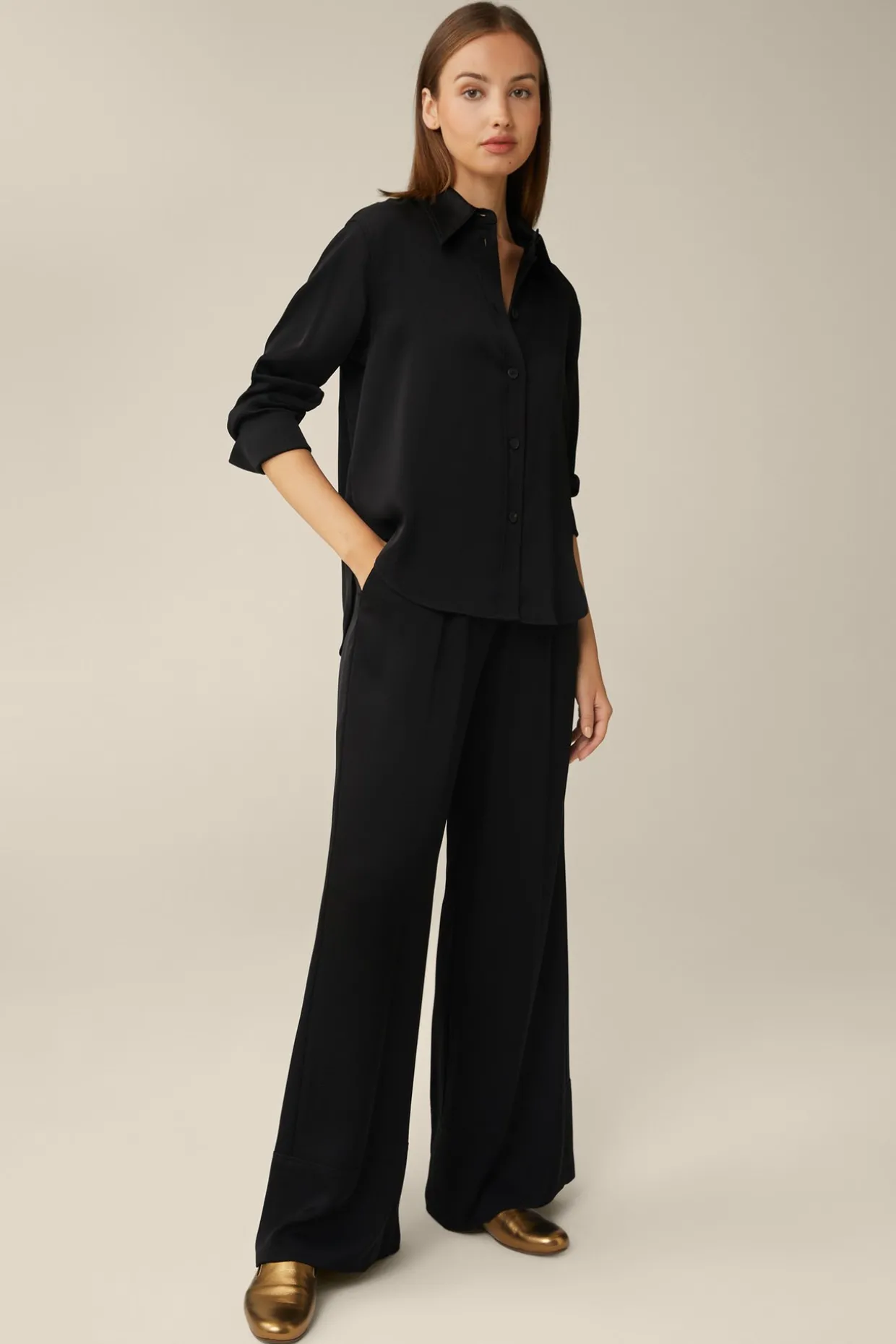 Crepe-Hemdbluse In