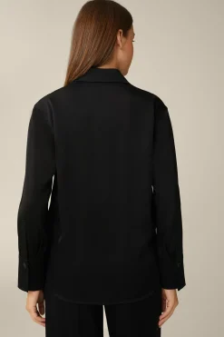 Crepe-Hemdbluse In