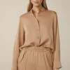 Crepe-Hemdbluse Mit Stehkragen In