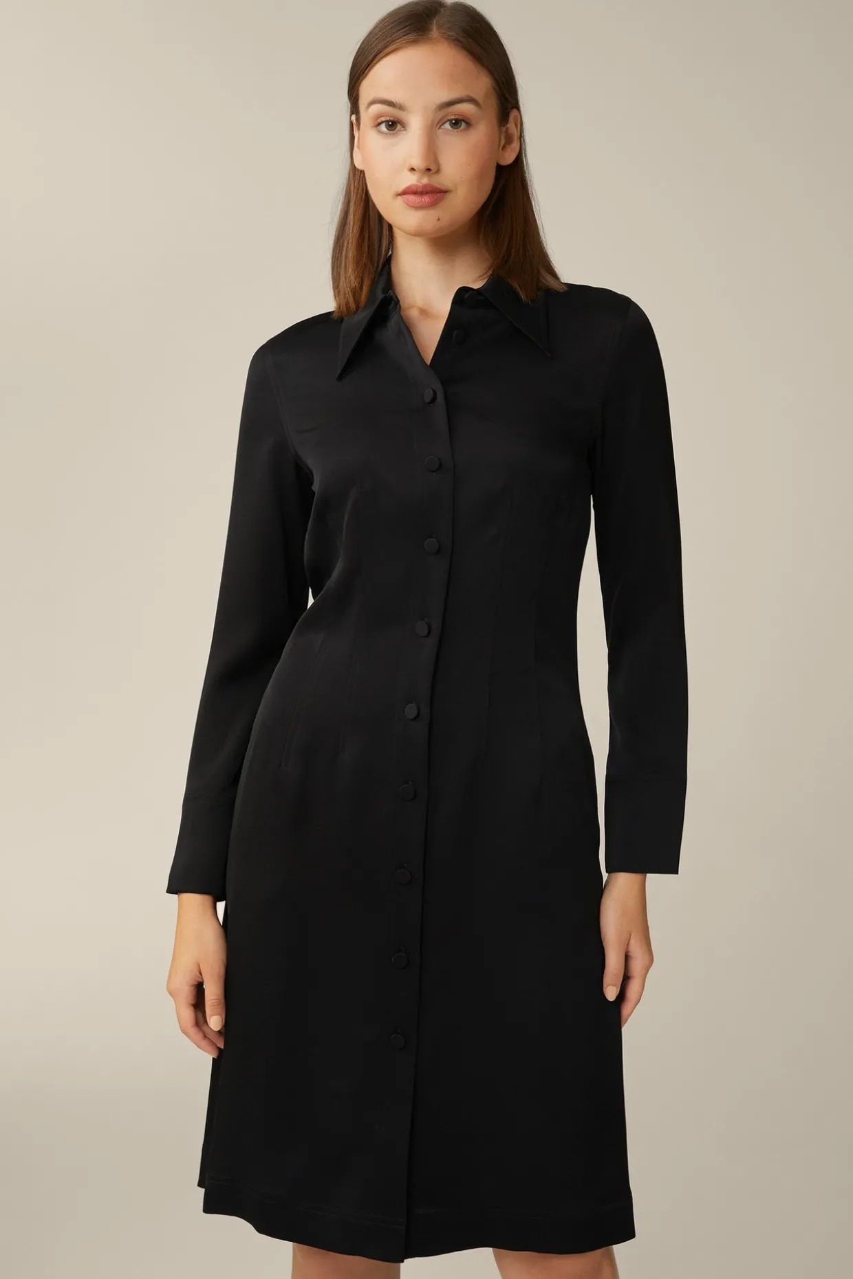 Crepe-Hemdblusen-Kleid In