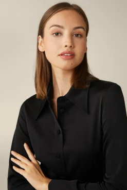 Crepe-Hemdblusen-Kleid In