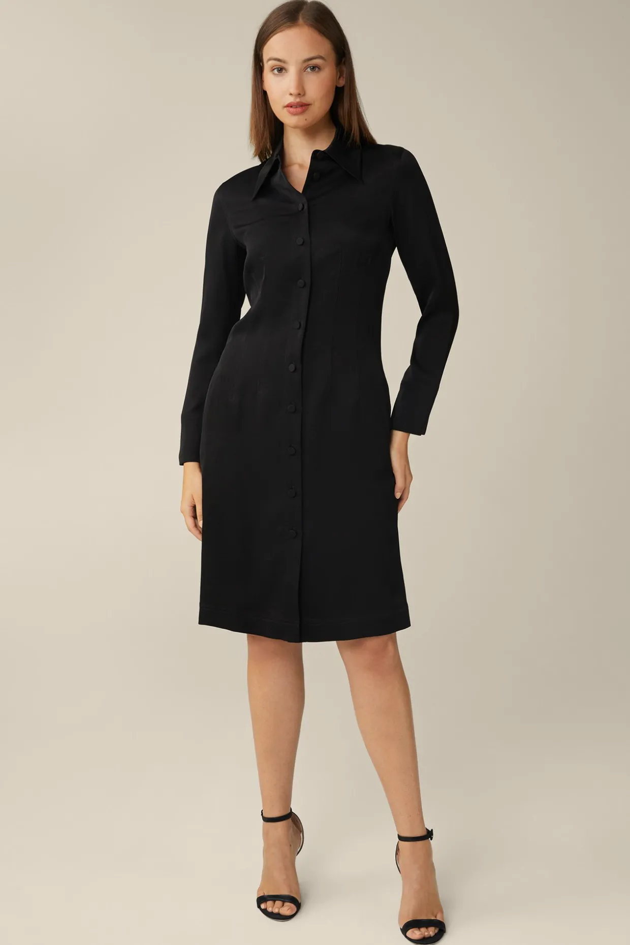 Crepe-Hemdblusen-Kleid In
