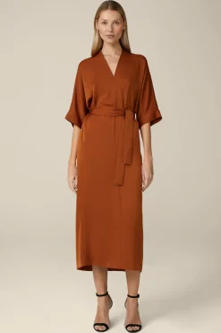 Crepe-Kleid In Midi-Lange In