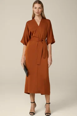 Crepe-Kleid In Midi-Lange In