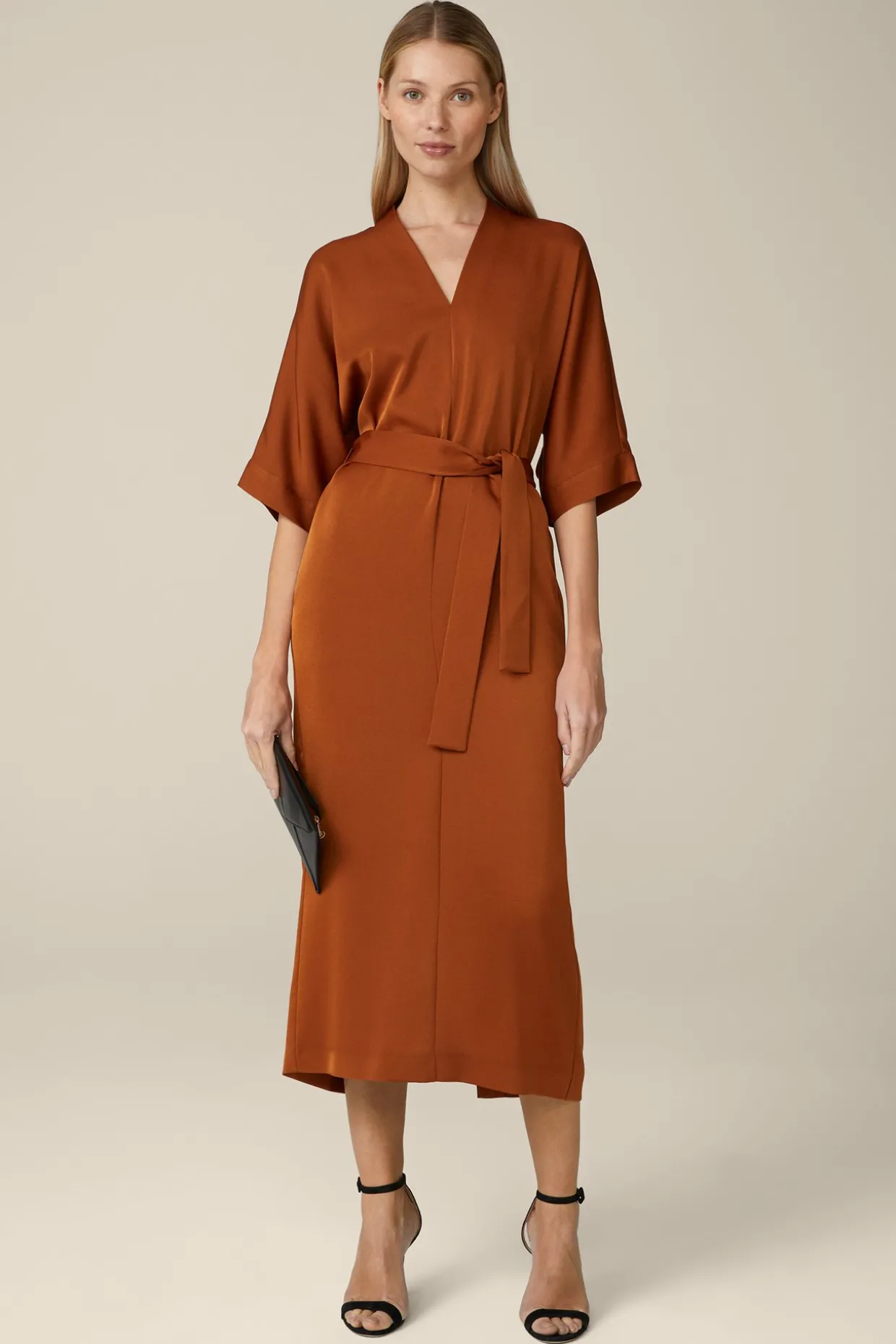 Crepe-Kleid In Midi-Lange In