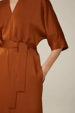 Crepe-Kleid In Midi-Lange In