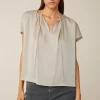 Crepe-Kurzarm-Bluse In