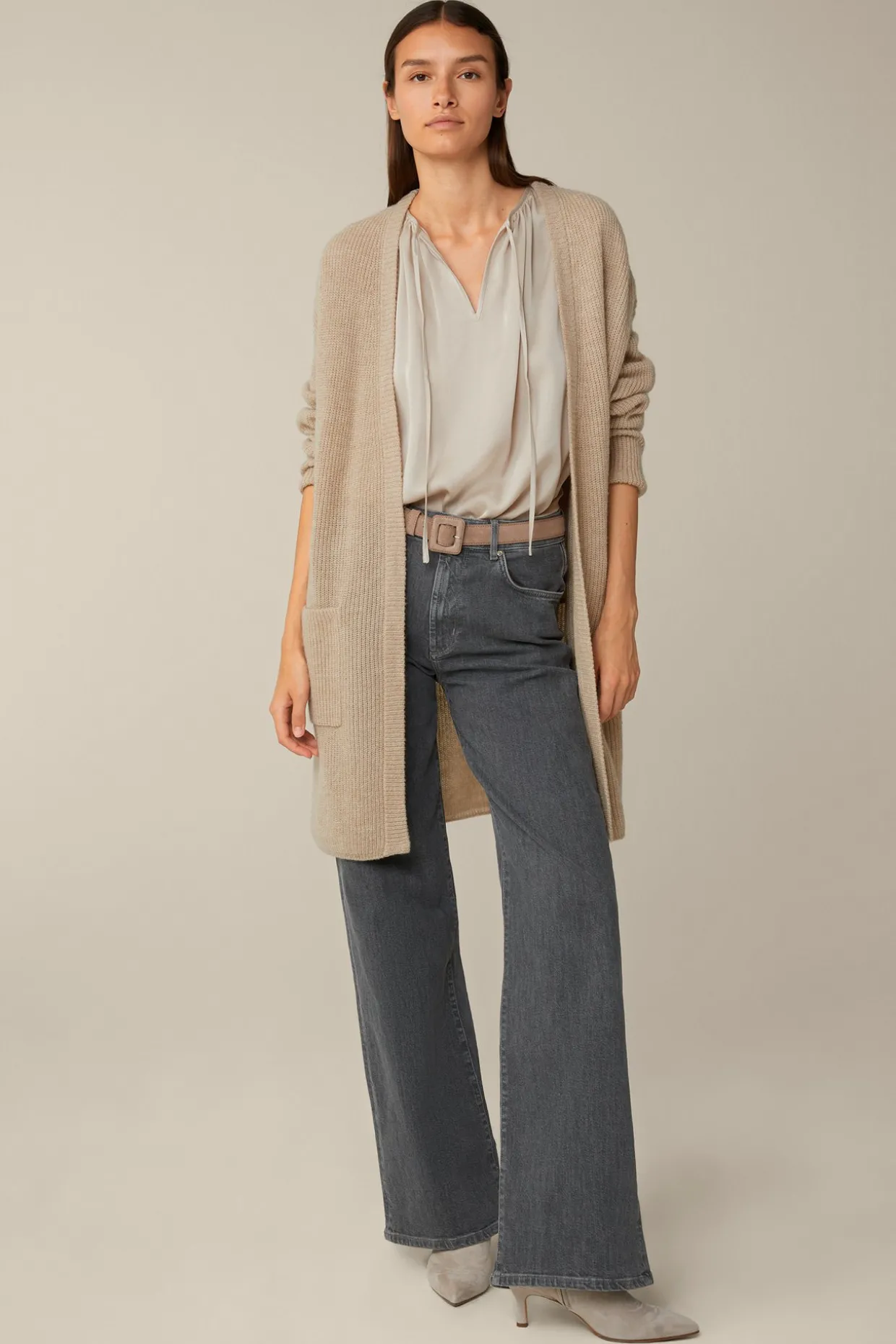 Crepe-Kurzarm-Bluse In
