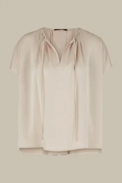 Crepe-Kurzarm-Bluse In