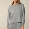 Crepe-Langarm-Bluse In