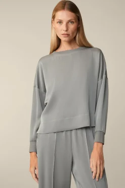 Crepe-Langarm-Bluse In