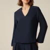 Crepe-Langarm-Bluse In