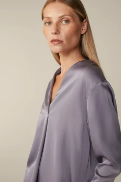 Crepe-Langarm-Bluse In