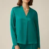 Crepe-Langarm-Bluse In