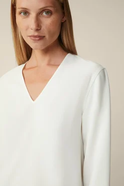 Crepe-Langarm-Bluse In