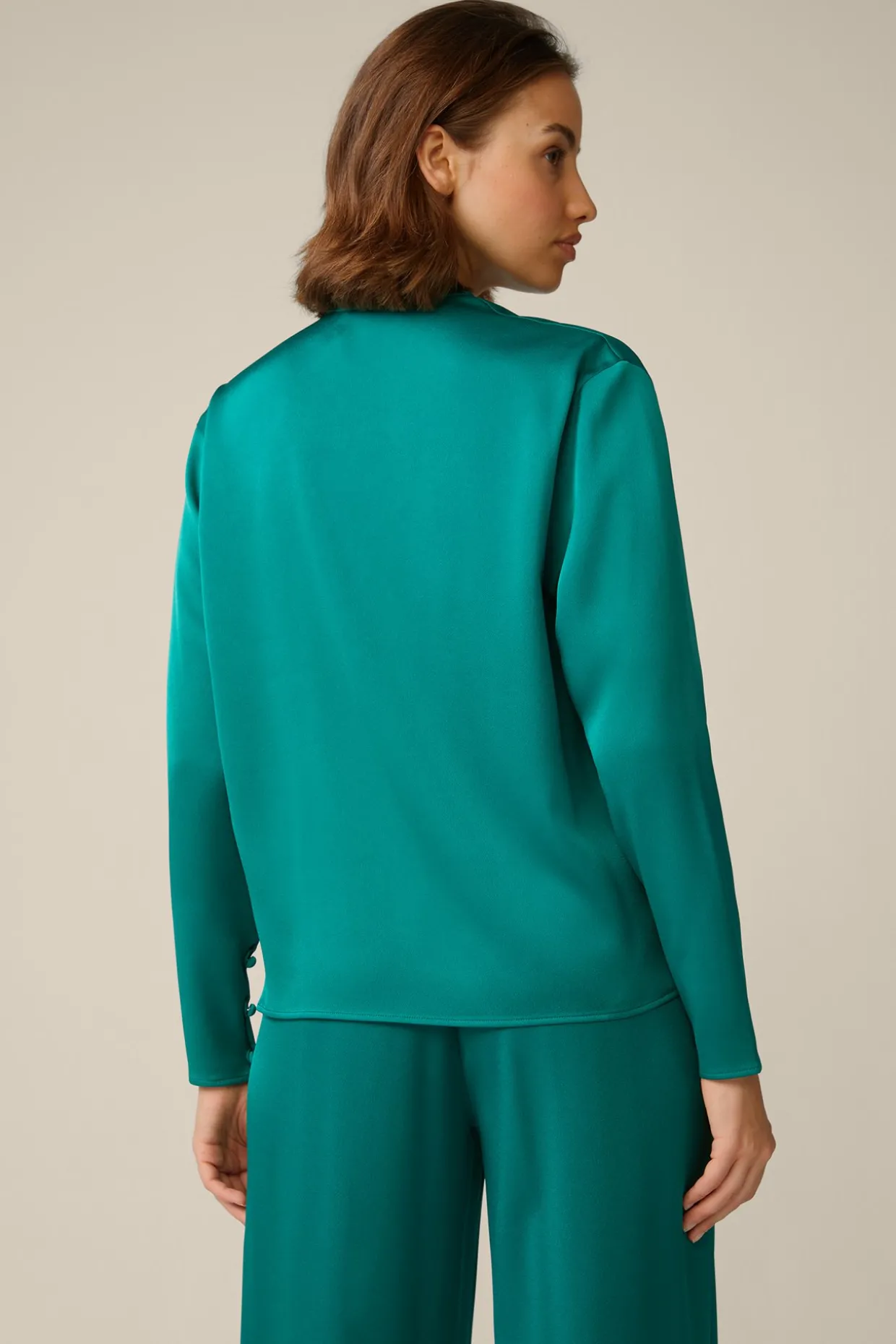 Crepe-Langarm-Bluse In