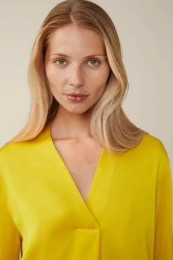 Crepe-Langarm-Bluse In