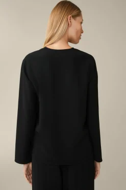 Crepe-Langarm-Bluse In