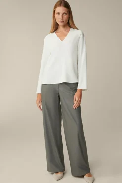 Crepe-Langarm-Bluse In