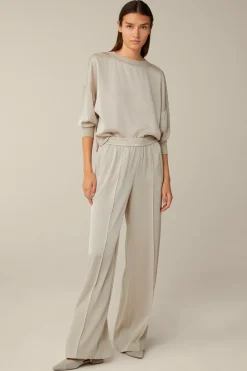 Crepe-Langarm-Bluse In