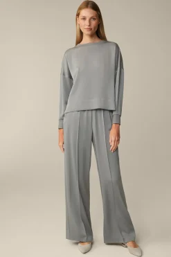 Crepe-Langarm-Bluse In