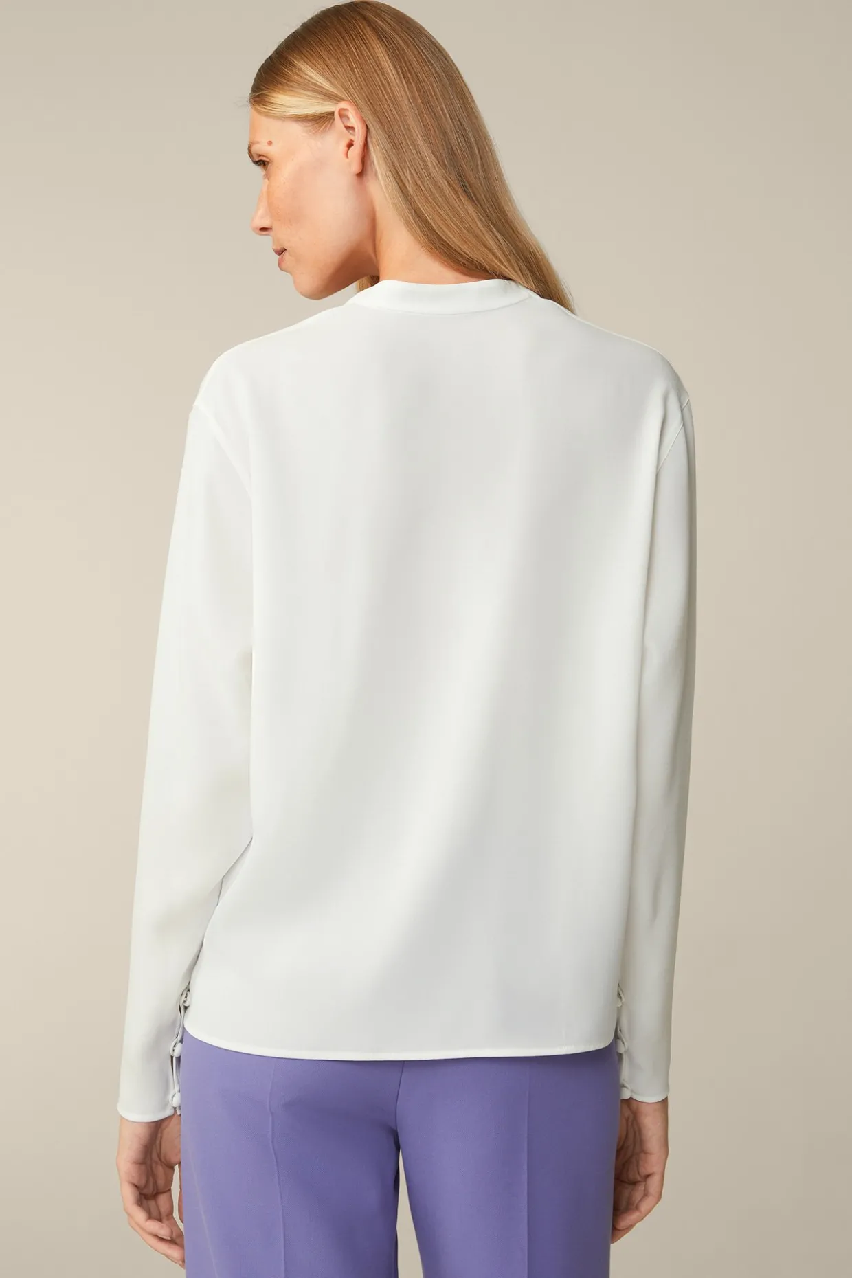 Crepe-Langarm-Bluse In