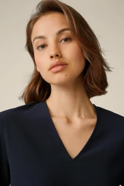 Crepe-Langarm-Bluse In